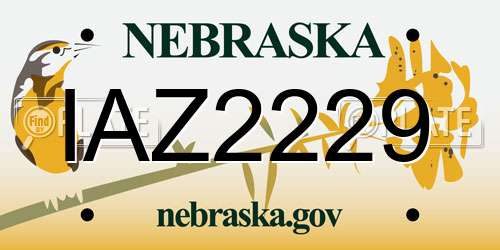 IAZ2229 Nebraska License Plate