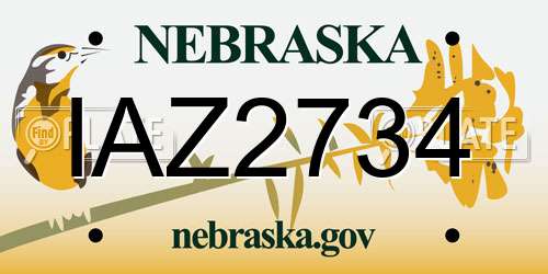 IAZ2734 Nebraska License Plate