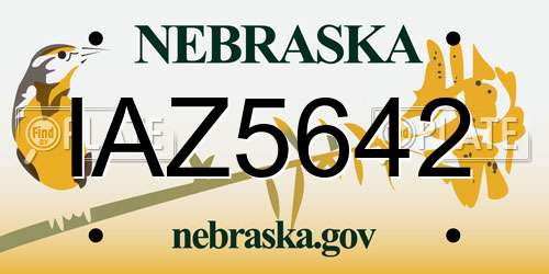 IAZ5642 Nebraska License Plate