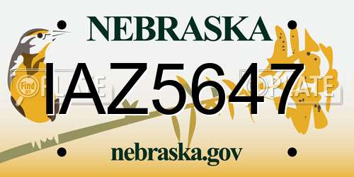 IAZ5647 Nebraska License Plate
