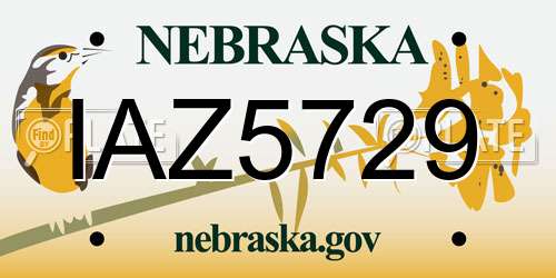 IAZ5729 Nebraska License Plate
