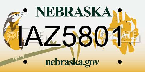 IAZ5801 Nebraska License Plate