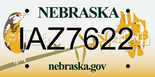 IAZ7622 Nebraska License Plate