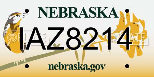 IAZ8214 Nebraska License Plate