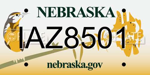 IAZ8501 Nebraska License Plate