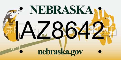 IAZ8642 Nebraska License Plate