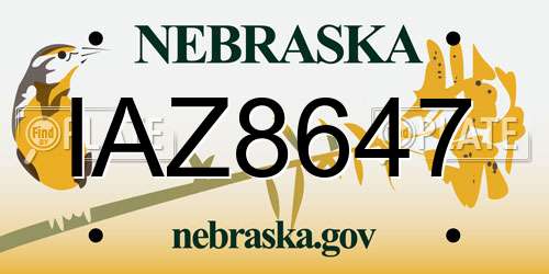 IAZ8647 Nebraska License Plate