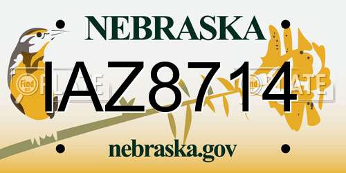 IAZ8714 Nebraska License Plate