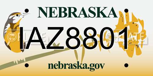 IAZ8801 Nebraska License Plate