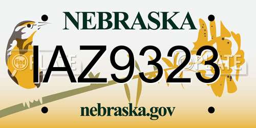 IAZ9323 Nebraska License Plate