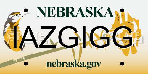 IAZGIGG Nebraska License Plate
