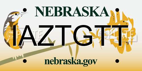 IAZTGTT Nebraska License Plate