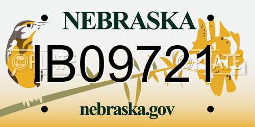 IB09721 Nebraska License Plate