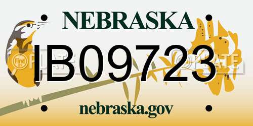 IB09723 Nebraska License Plate