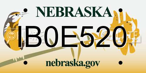 IB0E520 Nebraska License Plate