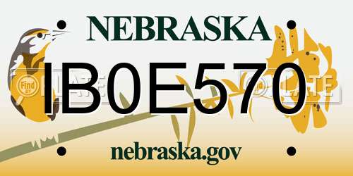 IB0E570 Nebraska License Plate