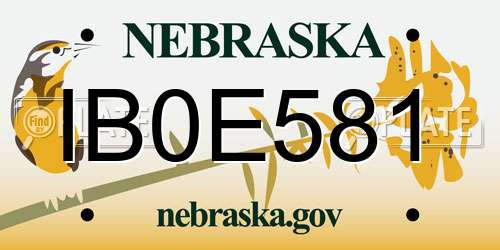 IB0E581 Nebraska License Plate