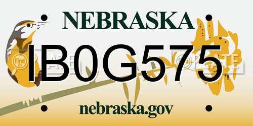 IB0G575 Nebraska License Plate