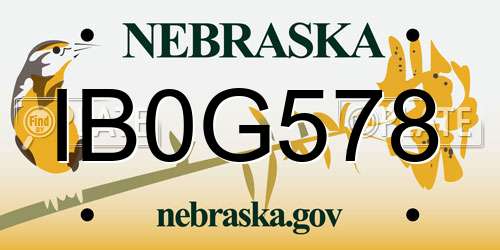 IB0G578 Nebraska License Plate