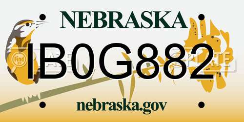 IB0G882 Nebraska License Plate