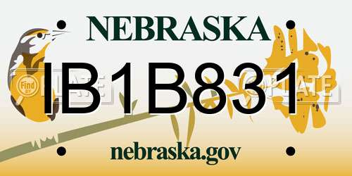 IB1B831 Nebraska License Plate