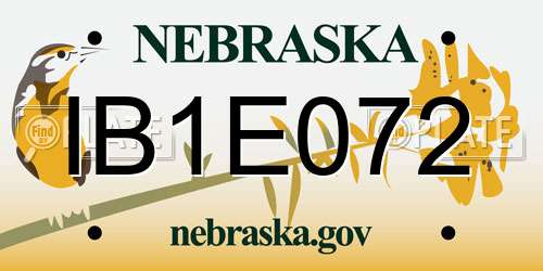 IB1E072 Nebraska License Plate