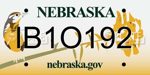 IB1O192 Nebraska License Plate