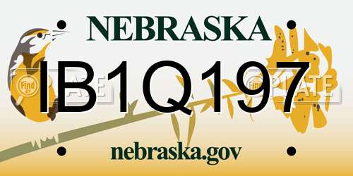 IB1Q197 Nebraska License Plate