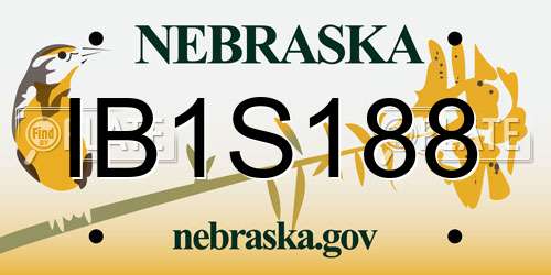 IB1S188 Nebraska License Plate