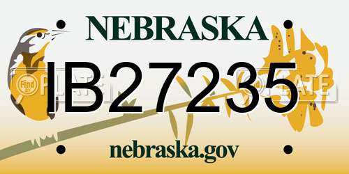 IB27235 Nebraska License Plate