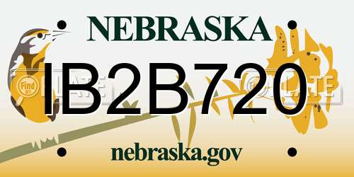 IB2B720 Nebraska License Plate
