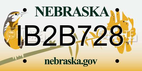 IB2B728 Nebraska License Plate