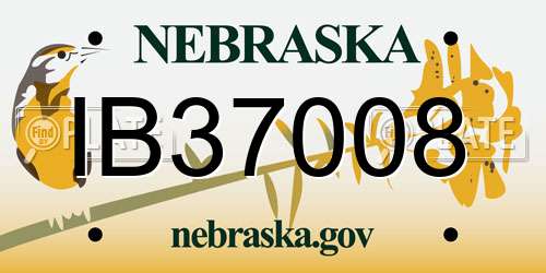 IB37008 Nebraska License Plate