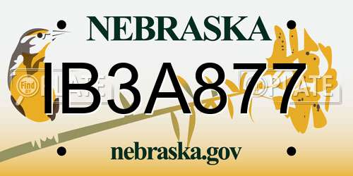 IB3A877 Nebraska License Plate
