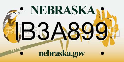 IB3A899 Nebraska License Plate