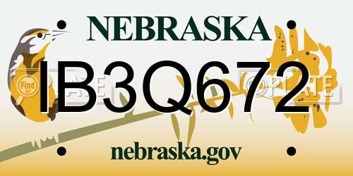 IB3Q672 Nebraska License Plate