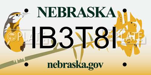IB3T8I Nebraska License Plate