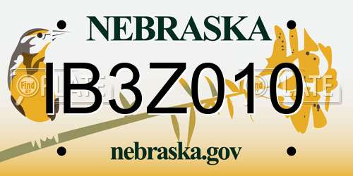 IB3Z010 Nebraska License Plate