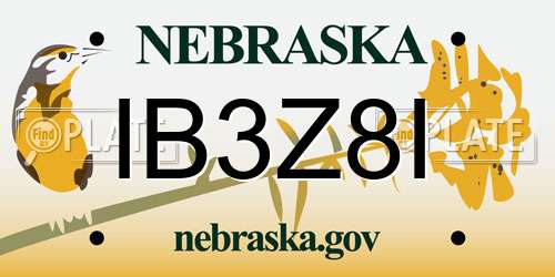 IB3Z8I Nebraska License Plate