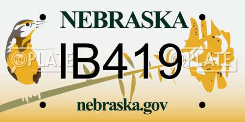 IB419 Nebraska License Plate
