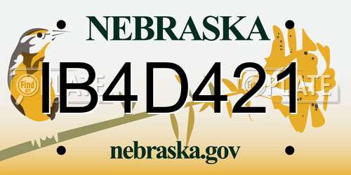 IB4D421 Nebraska License Plate