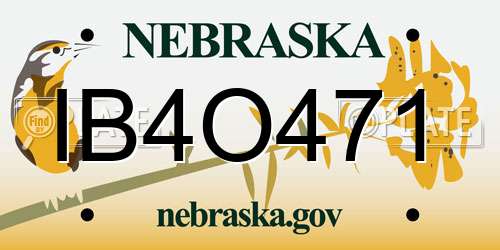 IB4O471 Nebraska License Plate