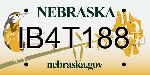 IB4T188 Nebraska License Plate