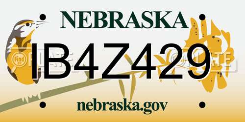 IB4Z429 Nebraska License Plate