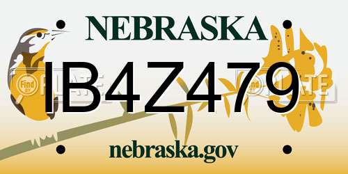IB4Z479 Nebraska License Plate