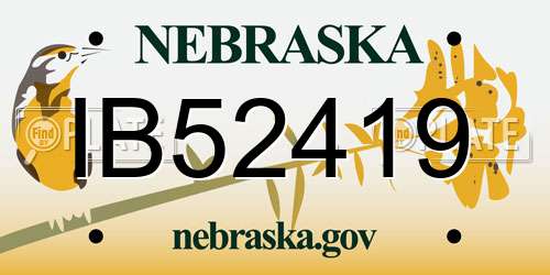 IB52419 Nebraska License Plate