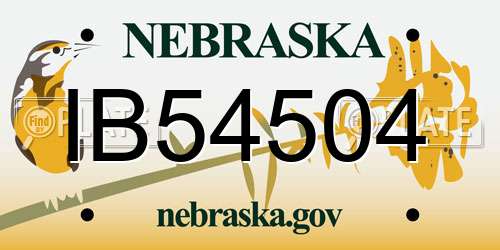 IB54504 Nebraska License Plate
