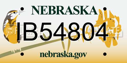 IB54804 Nebraska License Plate