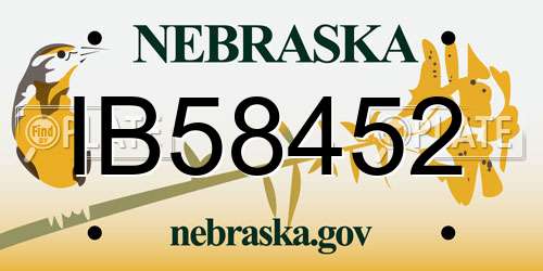 IB58452 Nebraska License Plate