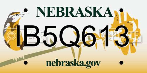 IB5Q613 Nebraska License Plate